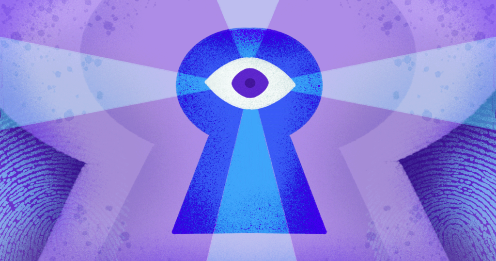 How backups support compliance: A keyhole graphic with an eye in it suggesting security and oversight.